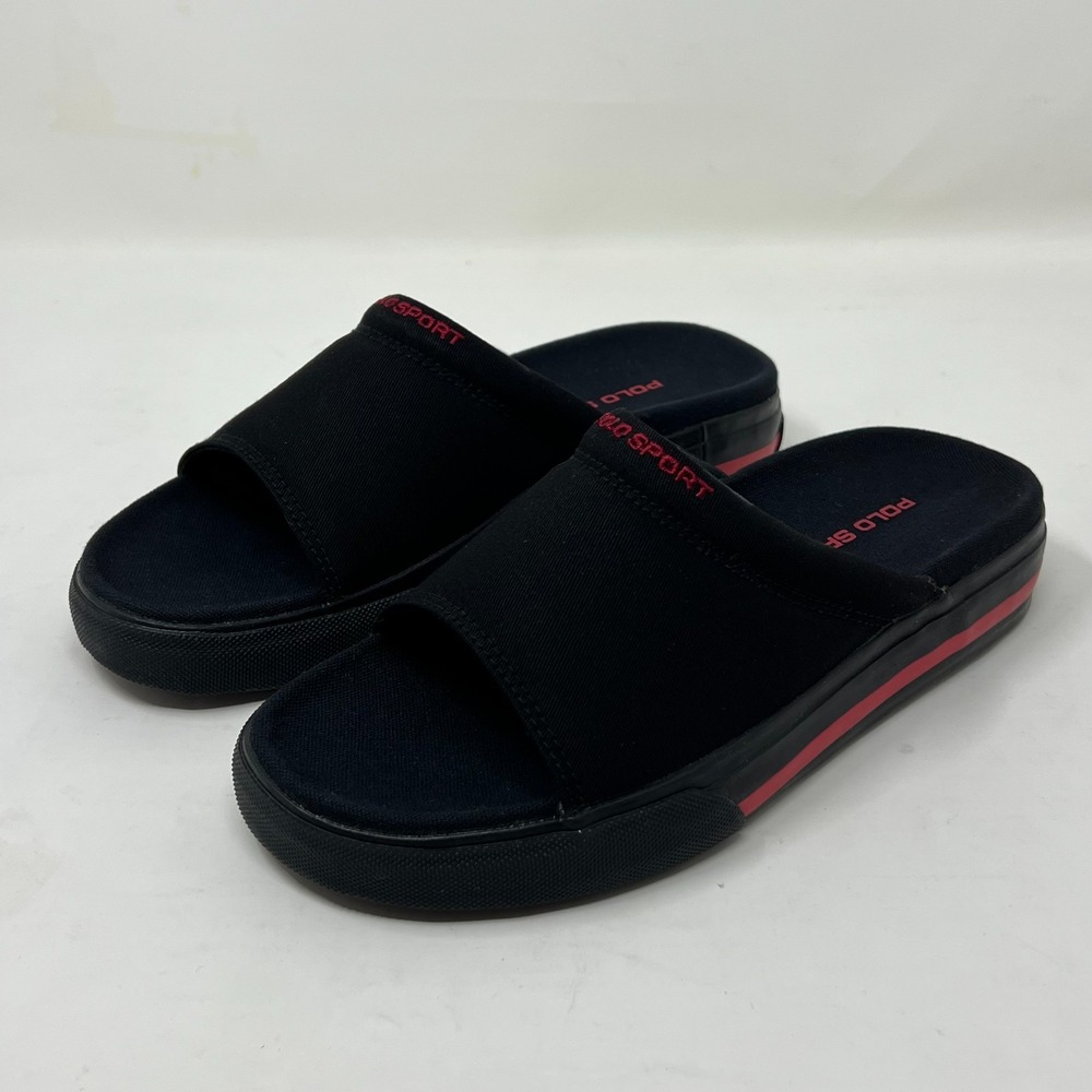 Polo Sport Ralph Lauren Black Twill Burma Slide Women's US Size‎ 6.5 VTG NEW!
